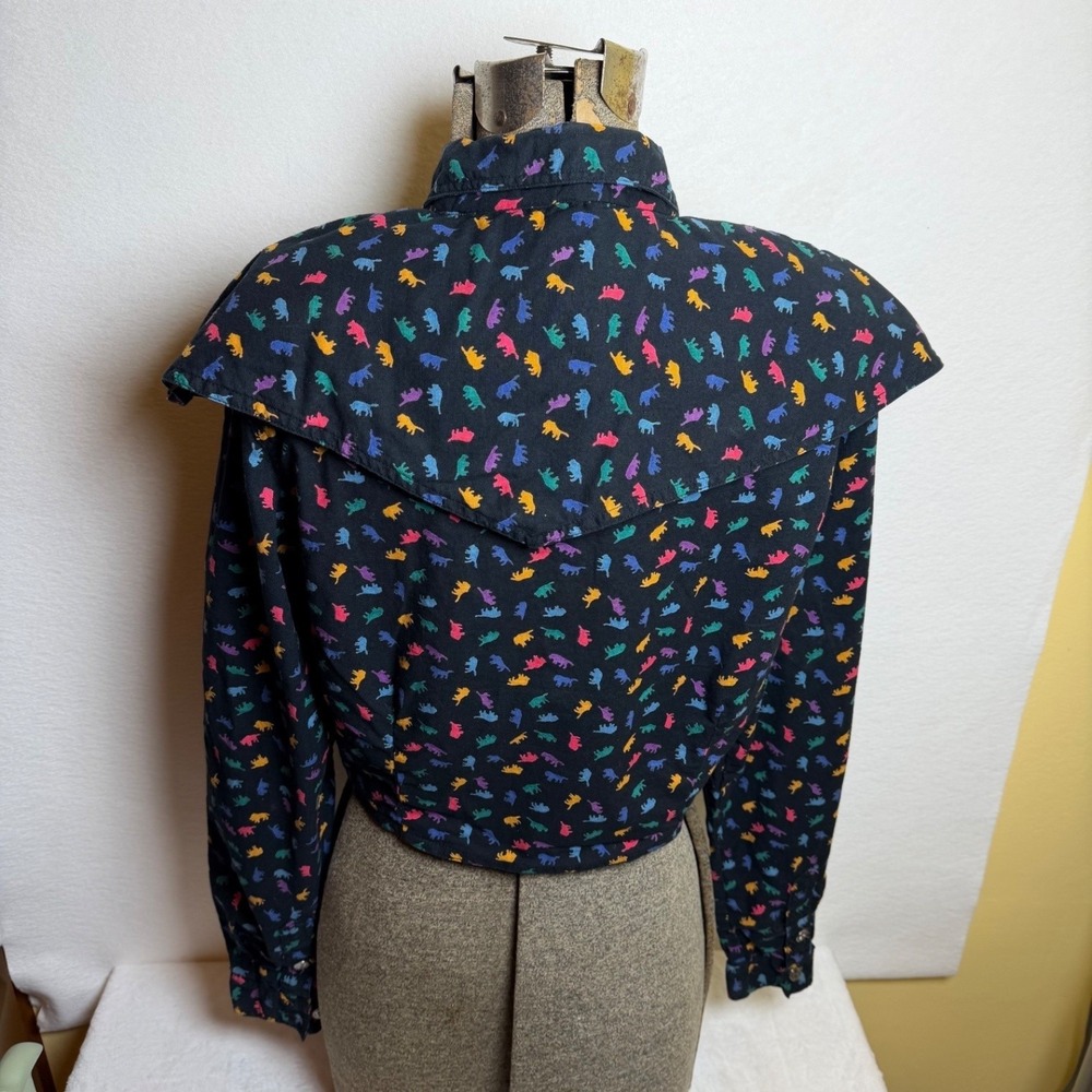 Vintage Rodeo Western Wear Women's Small Cropped Print Blouse 100% Cotton - Picture 5 of 15
